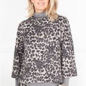 Crew Neck Leopard Cheetah Animal Print Black Grey White Sweater Top Hoodie OBO
